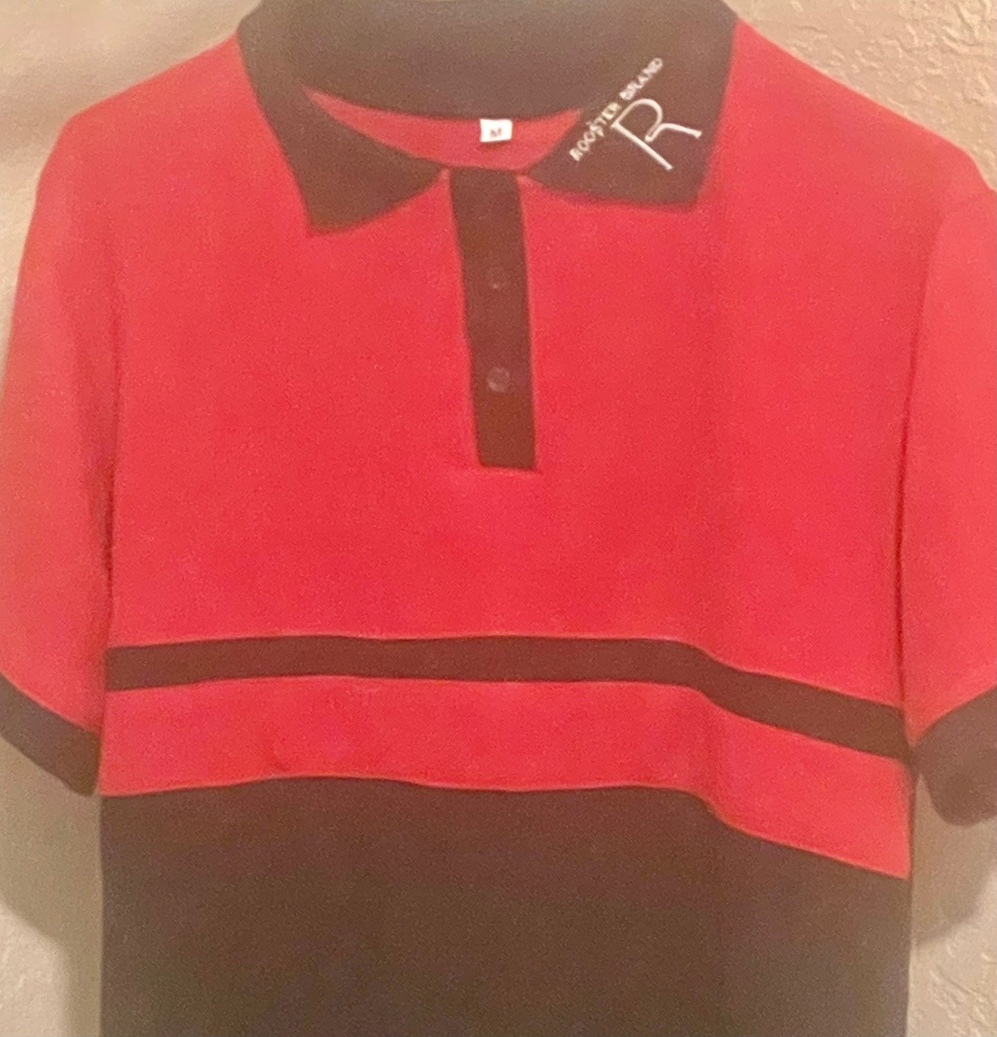 ** PROMO** just $12.99 Roo$ter Brand Custom Embroidered Logo Golf Polo Red/Blk Collar Logo