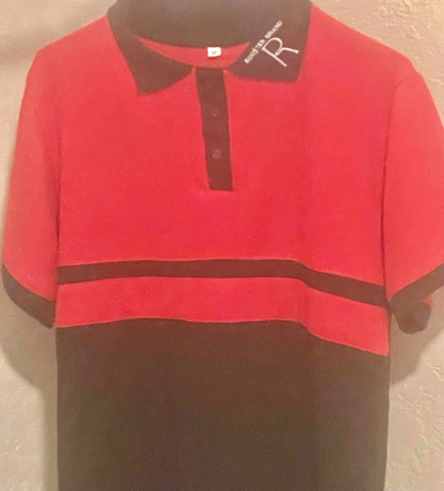 ** PROMO** just $12.99 Roo$ter Brand Custom Embroidered Logo Golf Polo Red/Blk Collar Logo