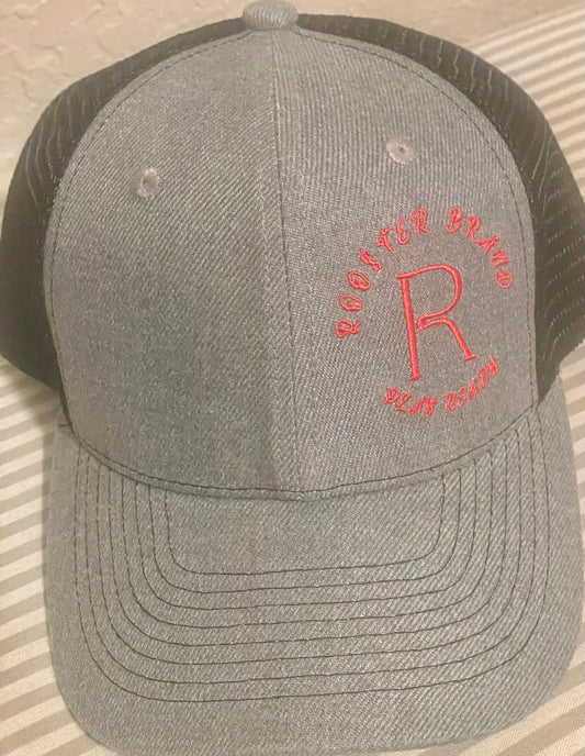 Roo$ter Brand Vented Golf Hat -  Custom Embroidered Grey/Black