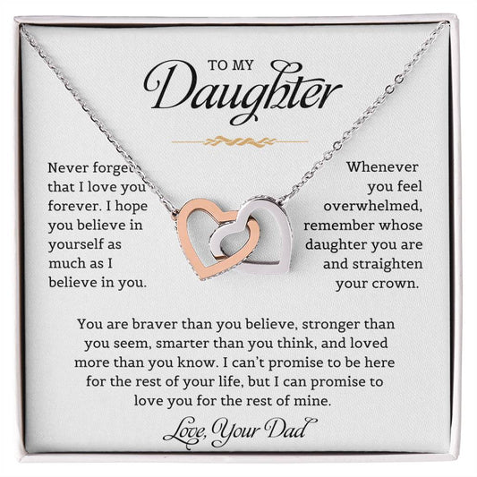 To My Daughter | Never Forget That I Love You - Interlocking Hearts necklace