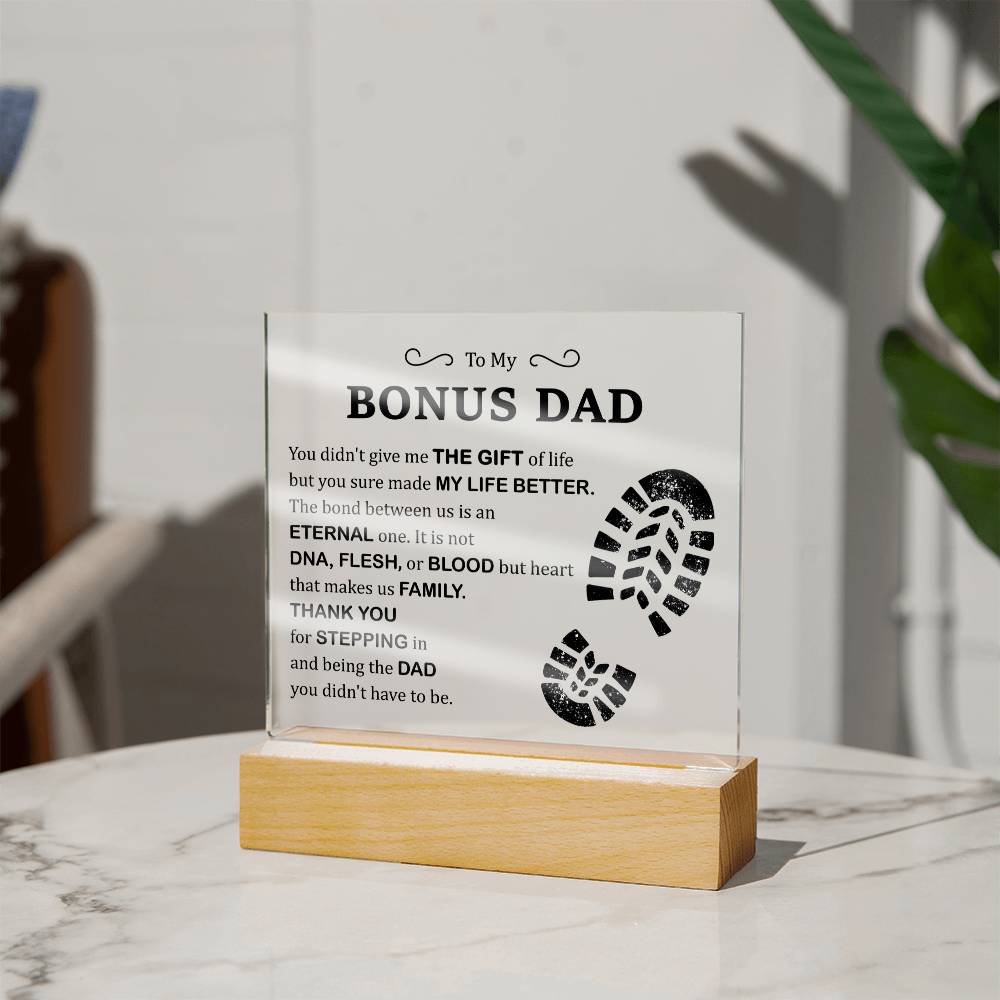To My Bonus Dad - Acrylic Square Plaque