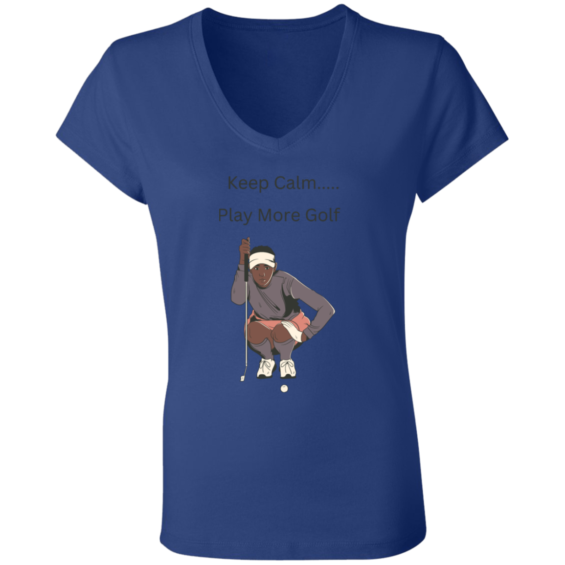 Roo$ter Brand Ladies' Jersey V-Neck T-Shirt Stay Calm Golf
