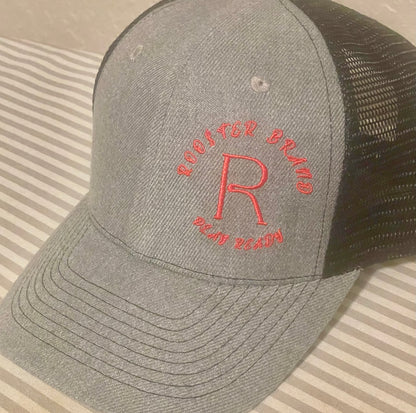 Roo$ter Brand Vented Golf Hat -  Custom Embroidered Grey/Black